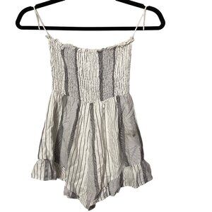 Seek The Label Womens Striped Cotton Romper Small black white